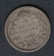 1905 5 cent silver 